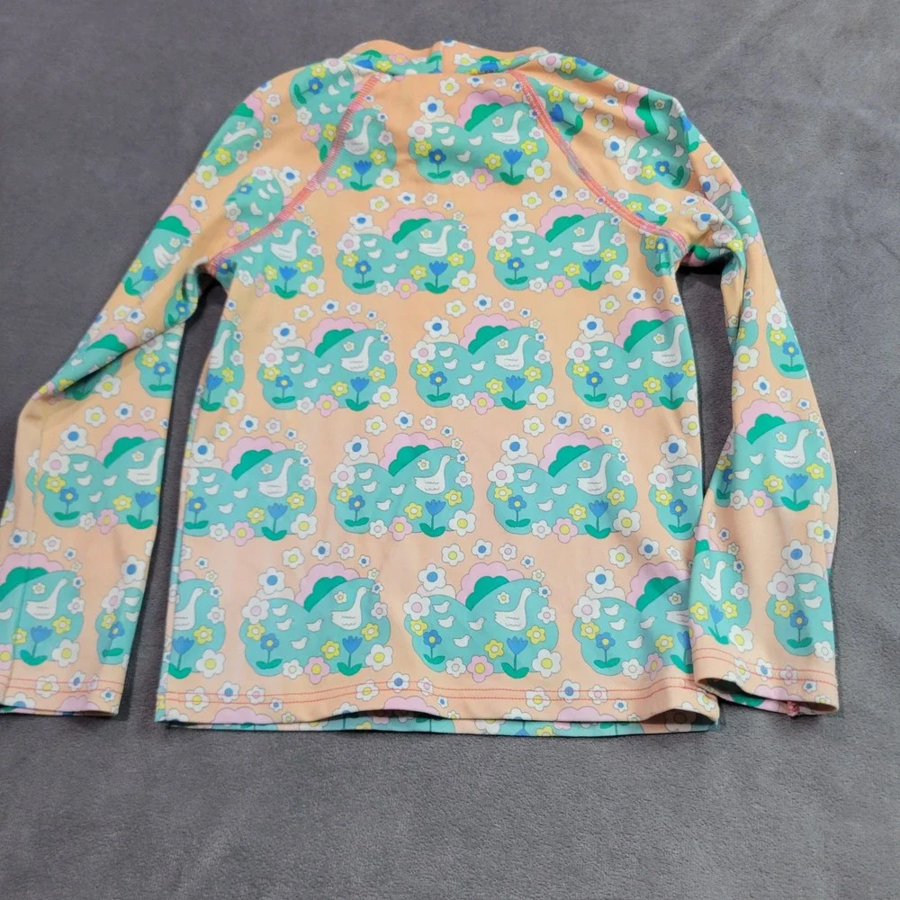 Baby Boden Kids Goose Floral Rash Guard Long Sleeve Swim Top Peach‎ 18-24M 92cm